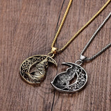 Wolf Crescent Pendant Men's Necklace Sliding Party Jewelry