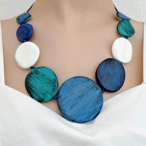 Colorful Beaded Pendant Necklace for Women Vintage Choker Jewelry