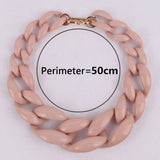 Vintage Resin Chunky Collar Necklace Pink Choker