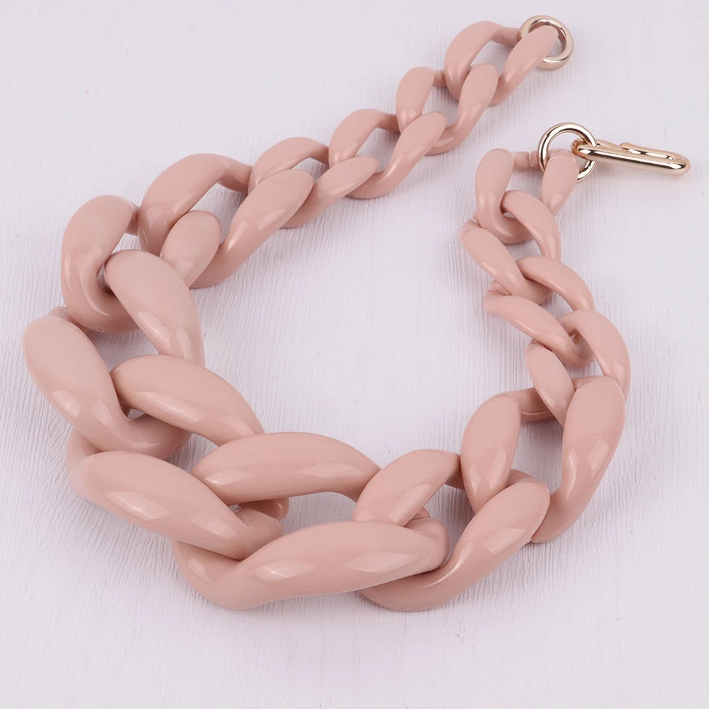 Vintage Resin Chunky Collar Necklace Pink Choker