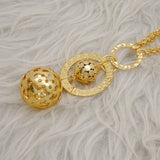 Long Metal Chain Ball Necklace Women Party Jewelry