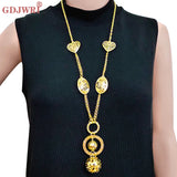 Long Metal Chain Ball Necklace Women Party Jewelry