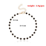 Crystal Beads Anklet Silver Metal Chain Beach Ankle Bracelet Bohemian Feet Jewel