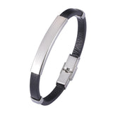 Leather Rope Bracelet for Men Women Stainless Steel Bangle
