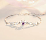 Boho Angel Wings Heart Bracelet Purple Zircon Bangle