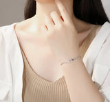 Boho Angel Wings Heart Bracelet Purple Zircon Bangle