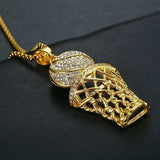 Bohemian Crystal Inlaid Basketball Pendant Necklace for Men