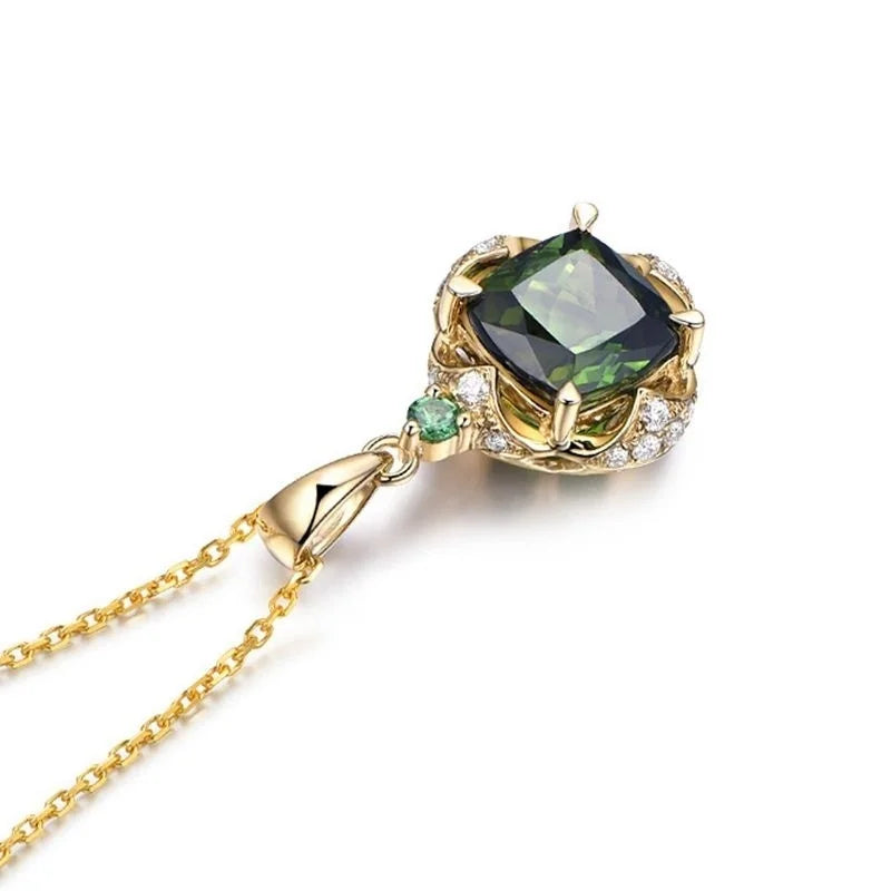 Bohemian Green Crystal Necklace Ladies Rhinestone Inlaid Pendant