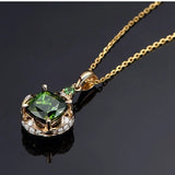 Bohemian Green Crystal Prong Set Pendant Necklace