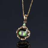 Bohemian Green Crystal Prong Set Pendant Necklace