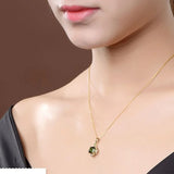 Bohemian Green Crystal Prong Set Pendant Necklace
