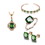Bohemian Green Crystal Prong Set Pendant Necklace