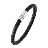Braided Leather Bracelet Men Vintage Stainless Steel Buckle Wrap Bracelets