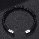 Braided Leather Bracelet Men Vintage Stainless Steel Buckle Wrap Bracelets