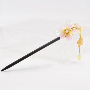 Antique Headdress Hanfu Hairpin Floral Wooden Tassel Beads Acrylic