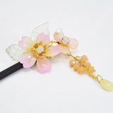 Antique Headdress Hanfu Hairpin Floral Wooden Tassel Beads Acrylic
