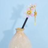 Antique Headdress Hanfu Hairpin Floral Wooden Tassel Beads Acrylic