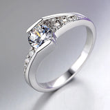 Tibetan Silver Ring Round 5A Cubic Zircon Charming Jewelry Women