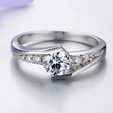Tibetan Silver Ring Round 5A Cubic Zircon Charming Jewelry Women
