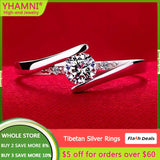 Tibetan Silver Ring Round 5A Cubic Zircon Charming Jewelry Women