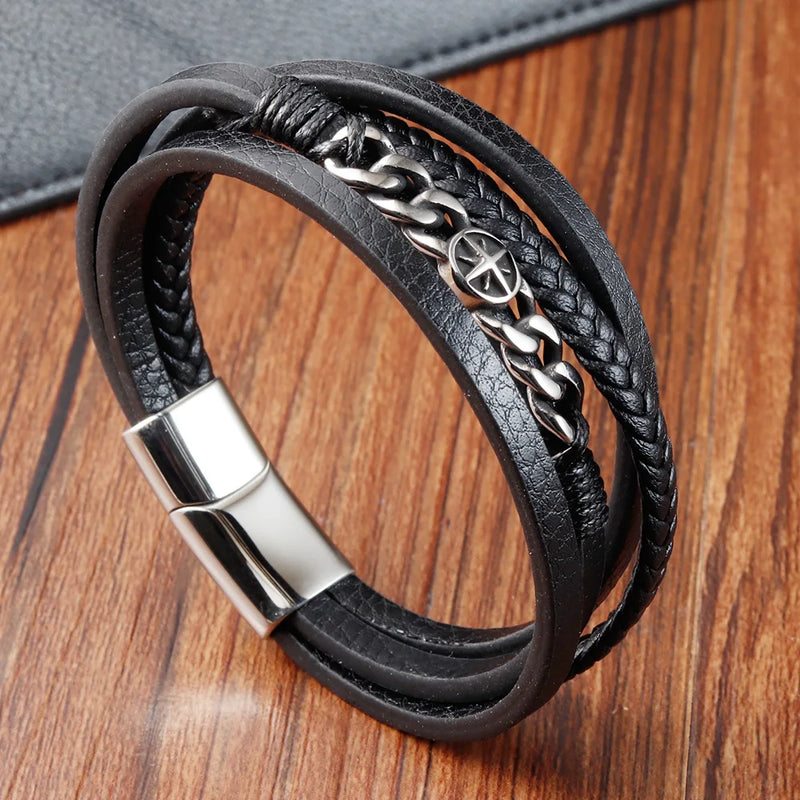 Men's Stainless Steel Multilayer Bracelet Charm Jewelry