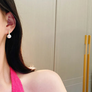 Geometric Pearl Earrings 14K Gold Plated AAA Zirconia S925 Silver Stud Gift