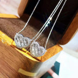 Charm Silver Necklace for Women Heart Zircon Necklaces