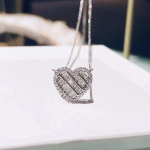 Charm Silver Necklace for Women Heart Zircon Necklaces
