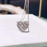 Charm Silver Necklace for Women Heart Zircon Necklaces