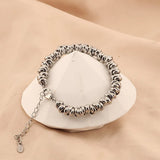 Chunky Stainless Steel Twisted Ring Chain Bracelet for Women Girls Men Wristband