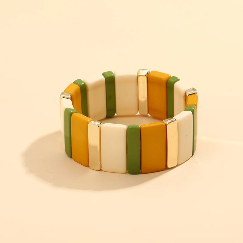 Colorful Acrylic Bohemian Bracelets for Women Seed Beads Chain Bracelet Bangle