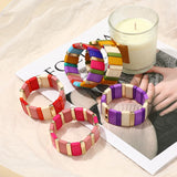 Colorful Acrylic Bohemian Bracelets for Women Seed Beads Chain Bracelet Bangle