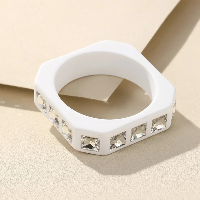 Colorful Crystal Bangle Geometric Resin Cuff Bracelet Charms