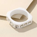 Colorful Crystal Bangle Geometric Resin Cuff Bracelet Charms