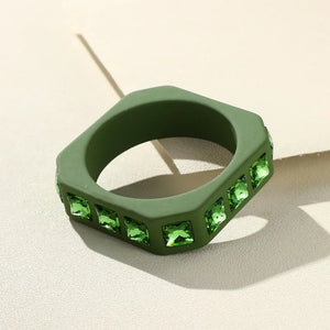 Colorful Crystal Bangle Geometric Resin Cuff Bracelet Charms