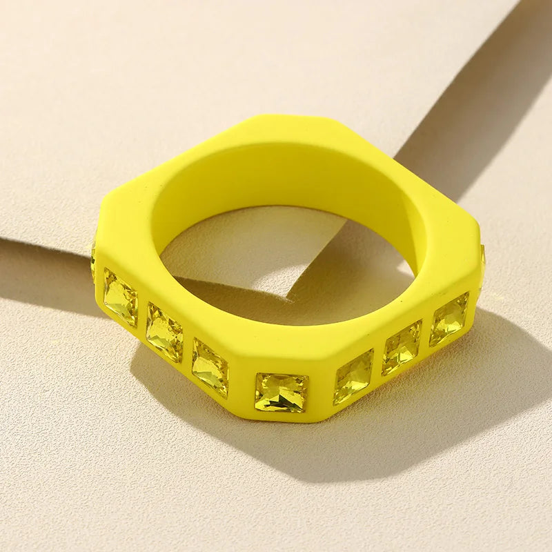 Colorful Crystal Bangle Geometric Resin Cuff Bracelet Charms