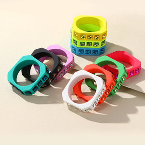 Colorful Crystal Bangle Geometric Resin Cuff Bracelet Charms