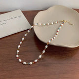 Colorful Crystal Freshwater Pearl Necklace 14K Filled Women's Jewelry