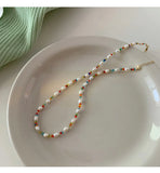 Colorful Crystal Freshwater Pearl Necklace 14K Filled Women's Jewelry