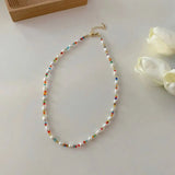 Colorful Crystal Freshwater Pearl Necklace 14K Filled Women's Jewelry