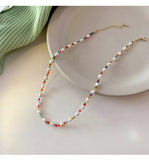 Colorful Crystal Freshwater Pearl Necklace 14K Filled Women's Jewelry