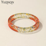Colorful Resin Thin Bangle Bracelet for Women Geometric Charm Hand Jewelry