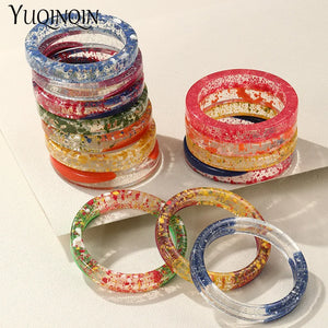 Colorful Resin Thin Bangle Bracelet for Women Geometric Charm Hand Jewelry