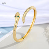 Copper Women Bangles Plating Snake Shape Cuff Bracelets Size Animal Bangles