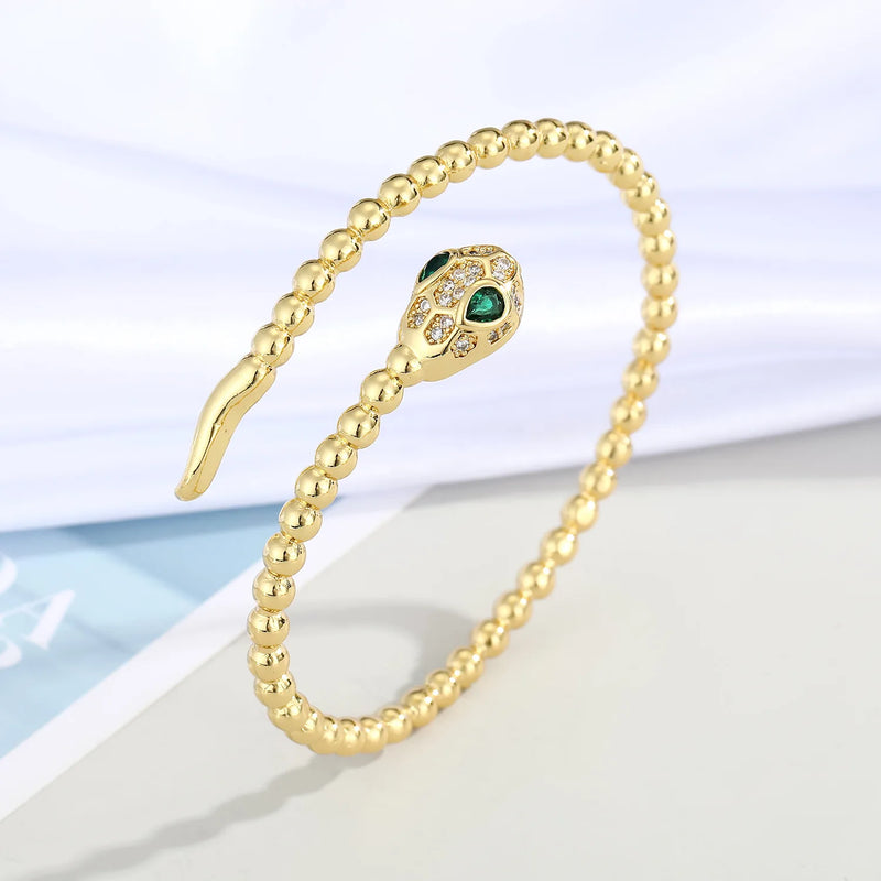 Copper Women Bangles Plating Snake Shape Cuff Bracelets Size Animal Bangles