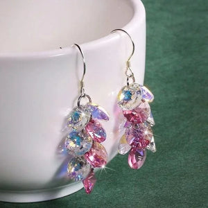 Purple Crystal Multi-layer Disc Hook Earrings for Women