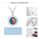 Photo Round Pendant Necklace 925 Sterling Silver Personalized Women Jewelry