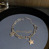 Smiley Star Double Layer Chain Bracelet for Women Girl Jewelry