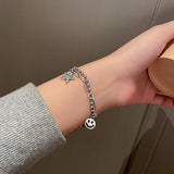 Smiley Star Double Layer Chain Bracelet for Women Girl Jewelry