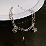 Smiley Star Double Layer Chain Bracelet for Women Girl Jewelry